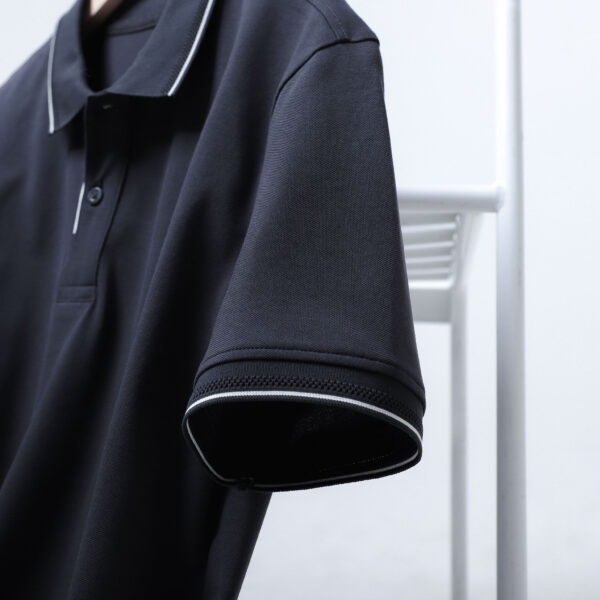 Elegant and Sophisticated Plain Polo Shirt with Striped Trim and Chest SHEBAD - POE0032 - Image 2