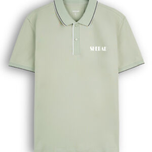 Elegant and Sophisticated Plain Polo Shirt with Striped Trim and Chest Logo SOUWE002