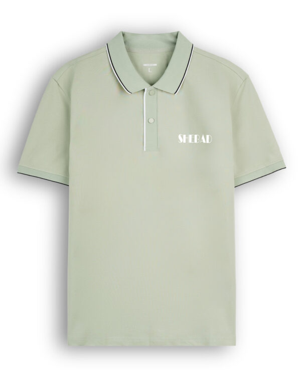 Elegant and Sophisticated Plain Polo Shirt with Striped Trim and Chest Logo SOUWE002