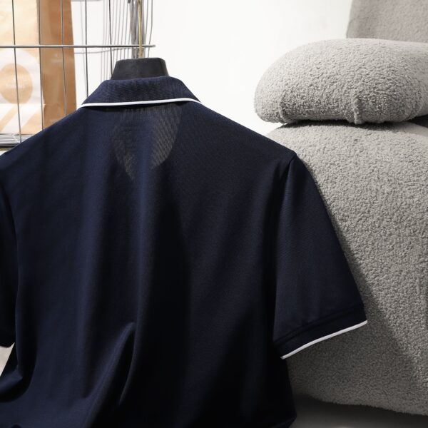 Elegant and Sophisticated Plain Polo Shirt with Striped Trim and Chest Logo – SHEBAD SH009435 - Image 3