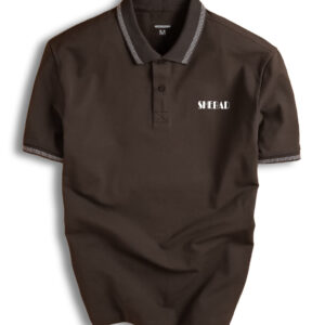 Plain Polo Shirt with Striped Trim and Chest Logo by SHEBAD – Elegant and Sophisticated - JDAGH003